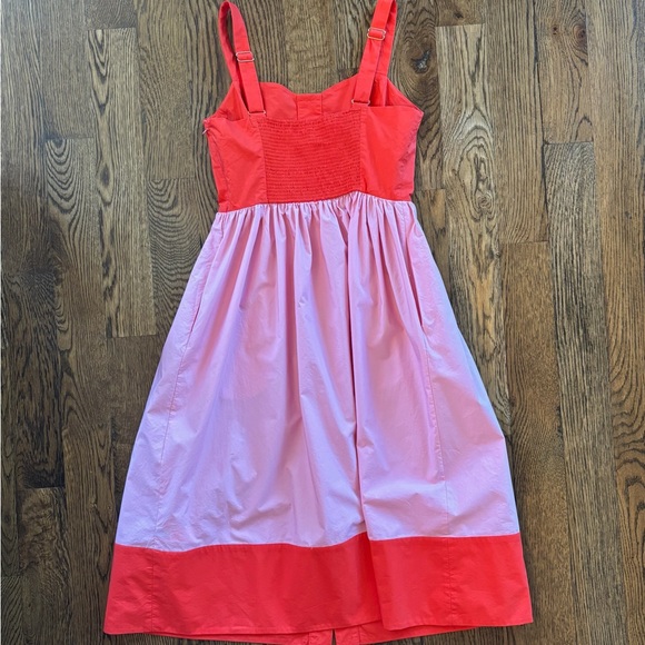 kate spade Two-Tone Red & Light Pink Button-Front Midi Dress - Picture 6 of 6